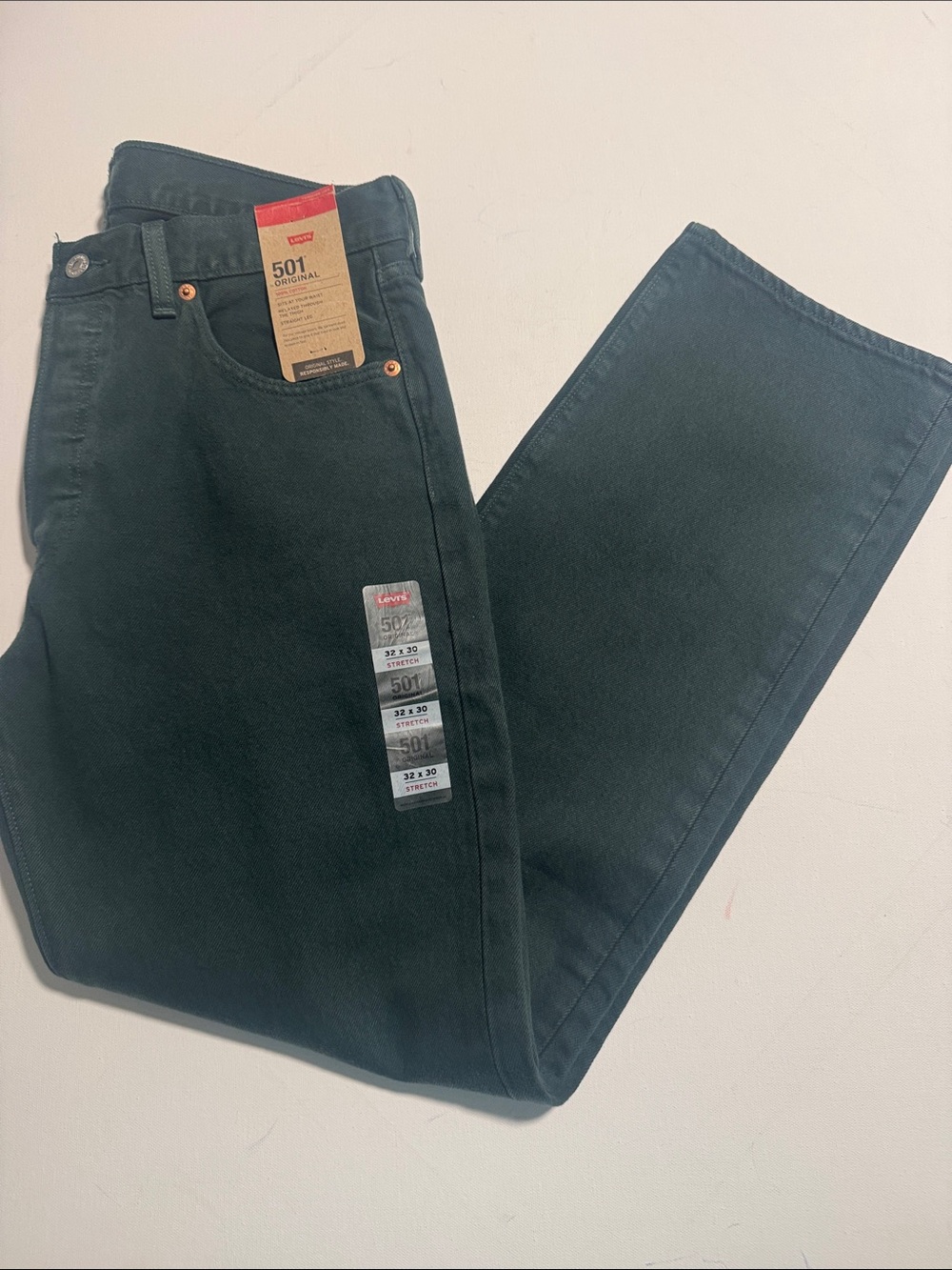 Levis 501 Jeans Mens 32 30 Green Button Fly